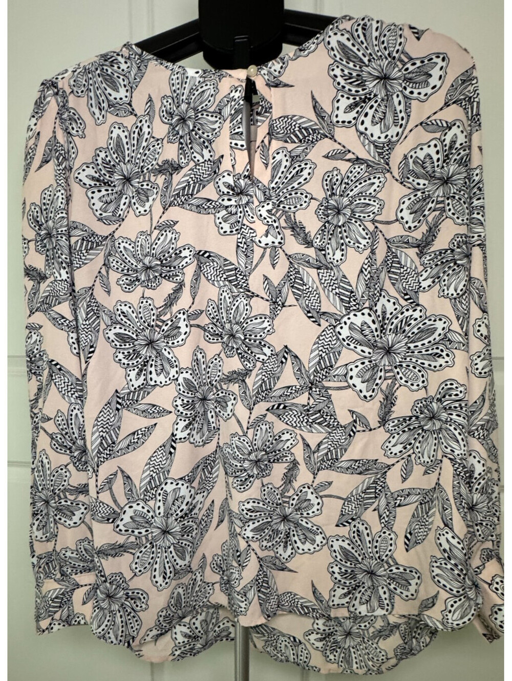 Women’s Loft Long Sleeve Floral Blouse Top, Pink, Large (L)